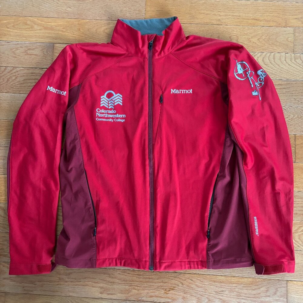 Marmot Windstopper GoreTex Jacket‎ Mens L Softshell Rain Coat Logo Outdoor Red